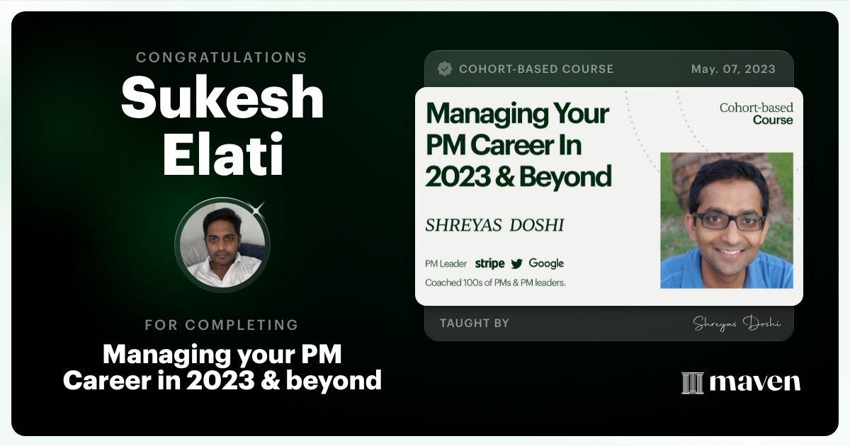 Certificate of Completion for Managing your PM Career in 2025 and beyond