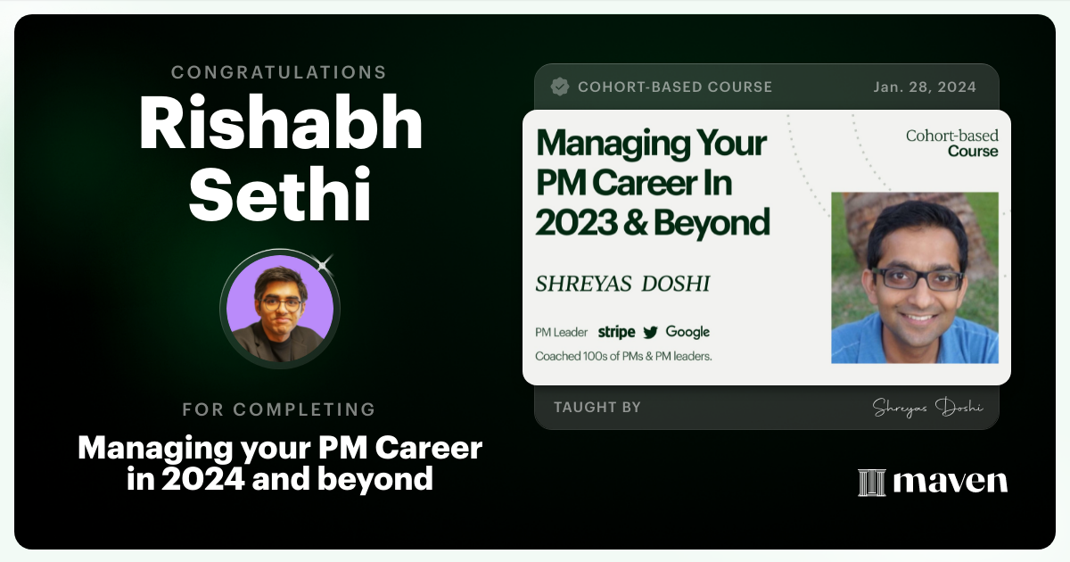 Certificate of Completion for Managing your PM Career in 2025 and beyond
