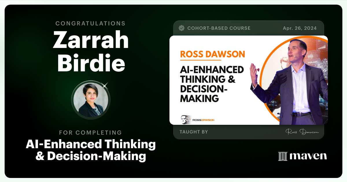 Certificate of Completion for AI-Enhanced Thinking & Decision-Making