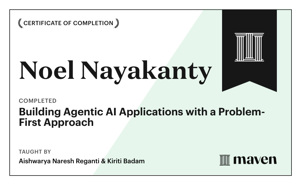 Certificate for Building Agentic AI Applications with a Problem-First Approach
