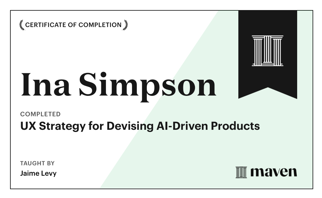 Certificate for UX Strategy for Devising AI-Driven Products