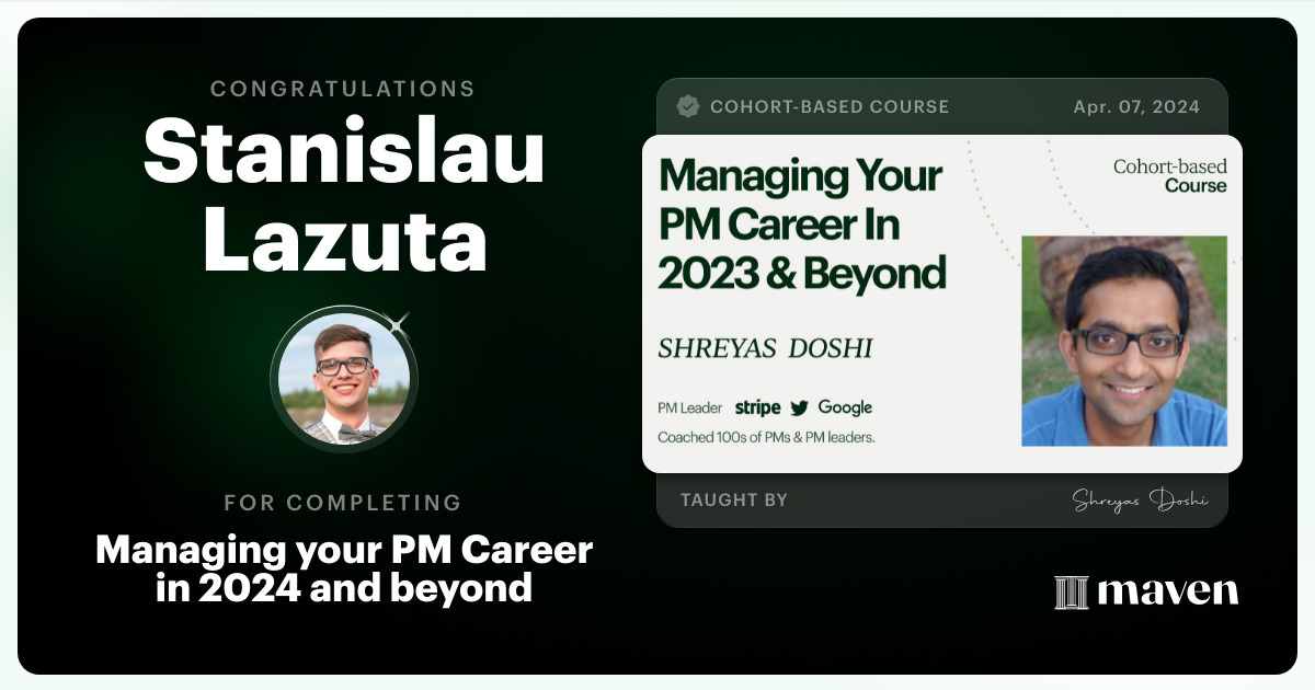 Certificate of Completion for Managing your PM Career in 2025 and beyond