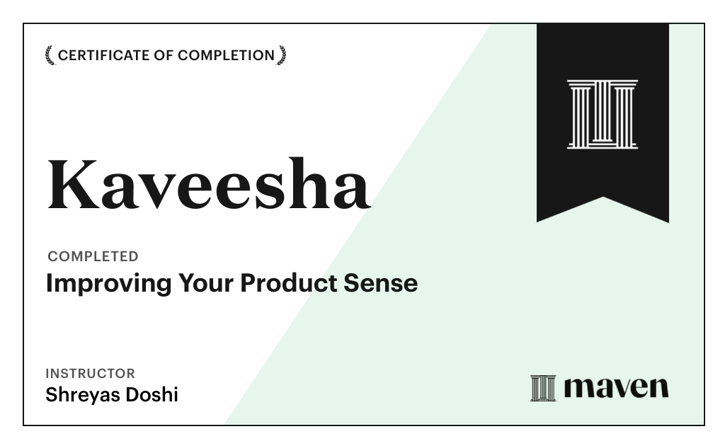 Certificate for World-class Product Sense in Practice