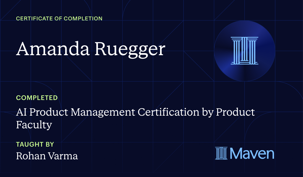 Certificate for AI Product Management Certification by Product Faculty