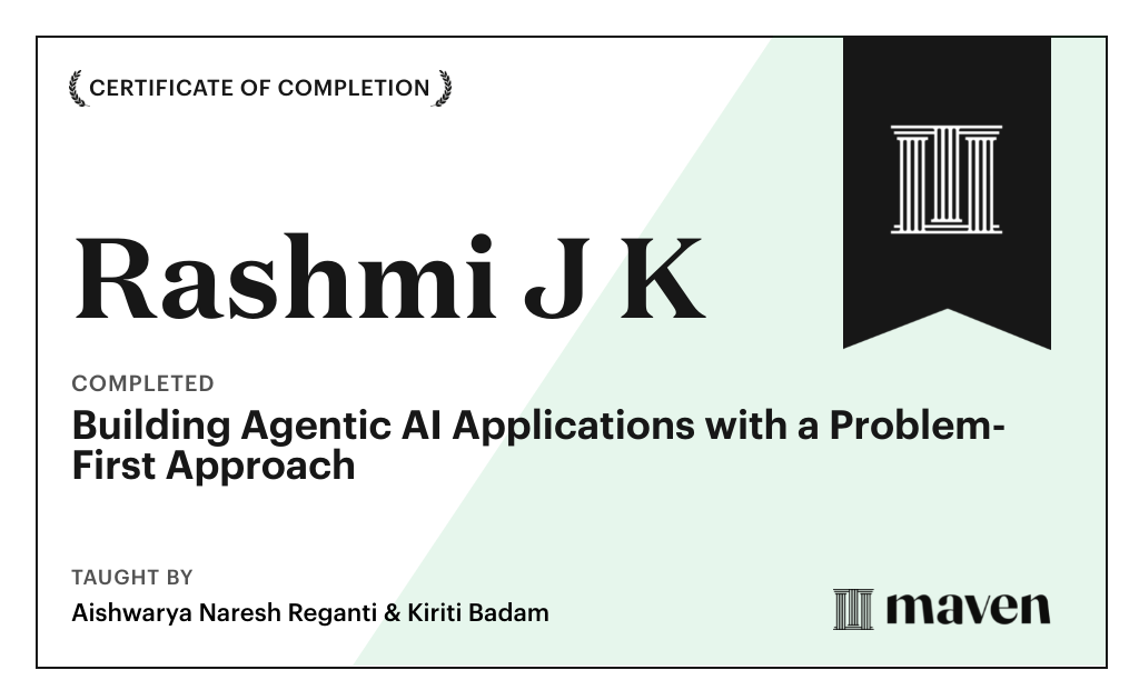 Certificate for Building Agentic AI Applications with a Problem-First Approach