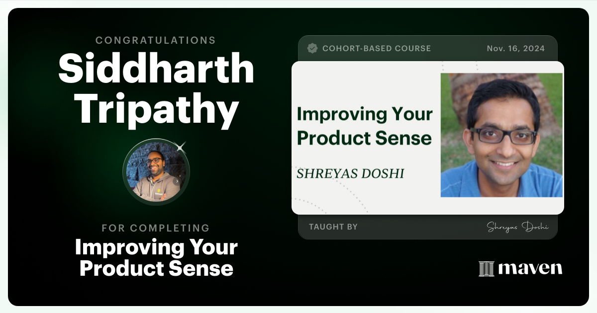 Certificate of Completion for World-class Product Sense in Practice