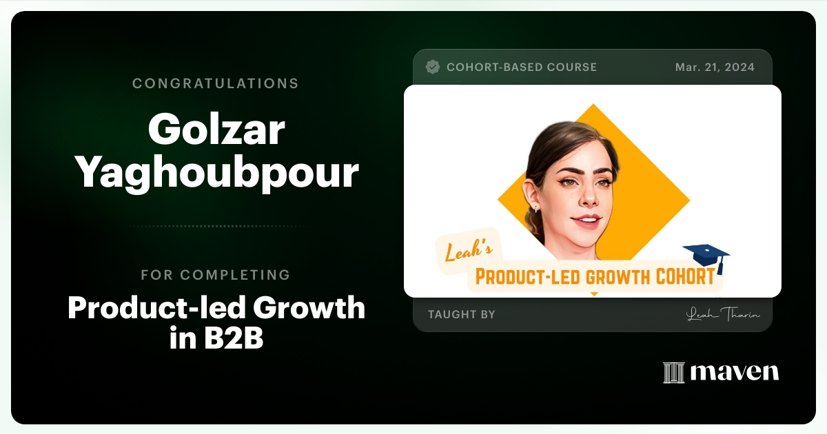 Certificate of Completion for Product-led Growth in B2B