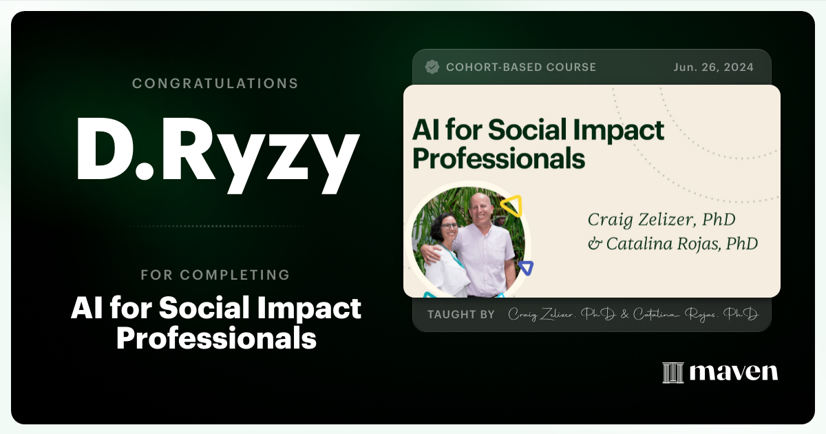 Certificate of Completion for AI for Social Impact Professionals