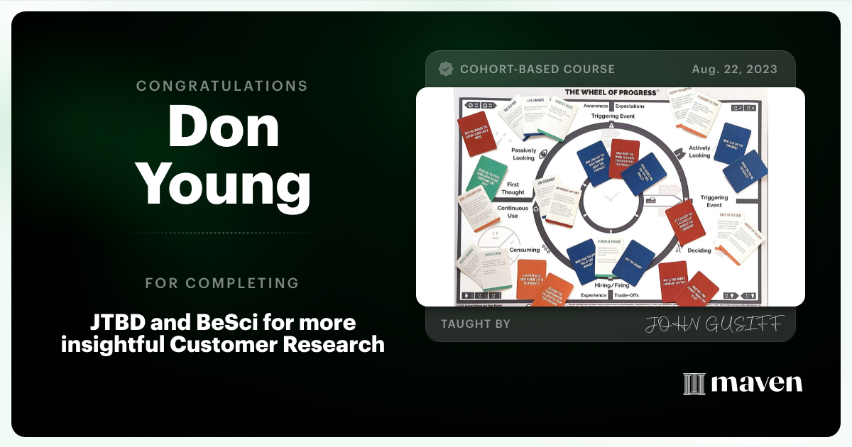 Certificate of Completion for Customer Jobs-to-be-Done Fundamentals