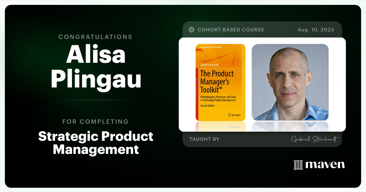 Certificate of Completion for Introduction to Strategic Product Management