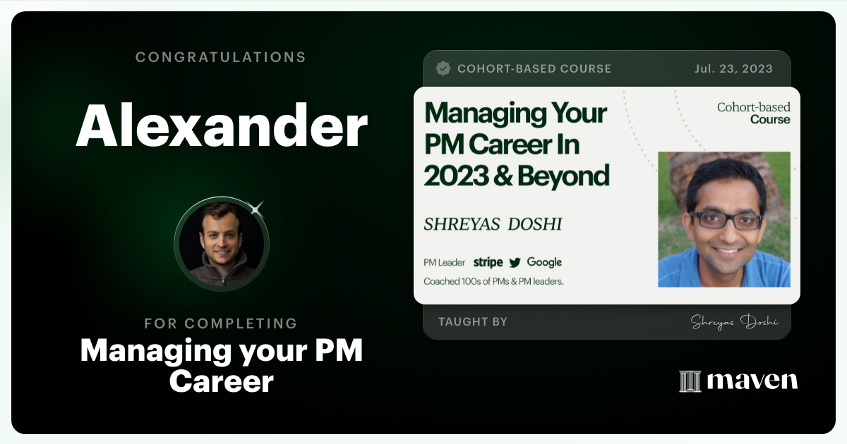 Certificate of Completion for Managing your PM Career in 2025 and beyond