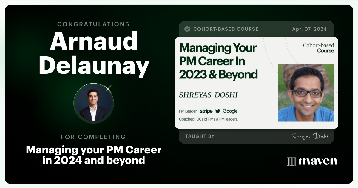 Certificate of Completion for Managing your PM Career in 2025 and beyond