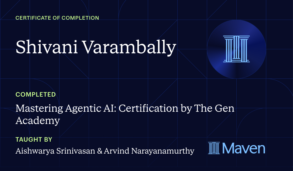 Certificate for Mastering Agentic AI: Certification by The Gen Academy