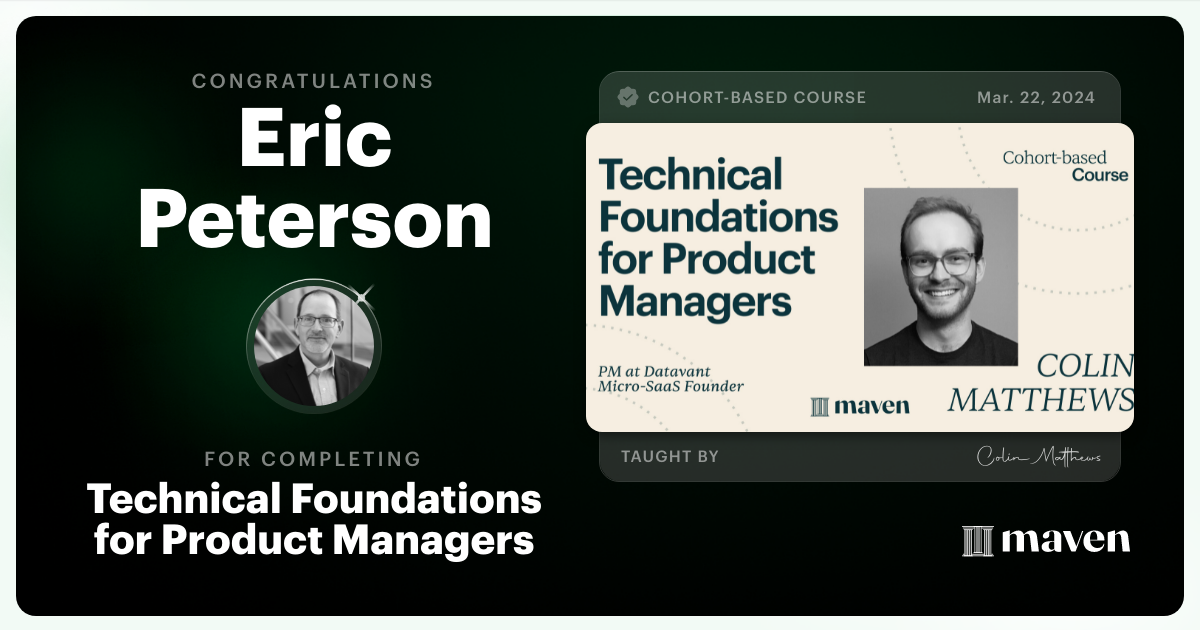 Certificate of Completion for Technical Foundations for Product Managers