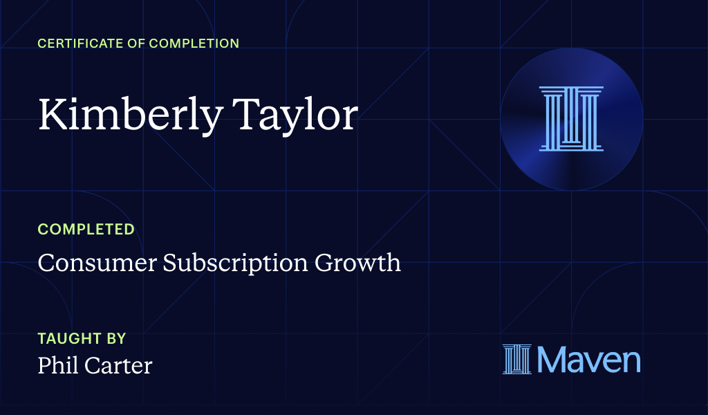 Certificate for Consumer Subscription Growth