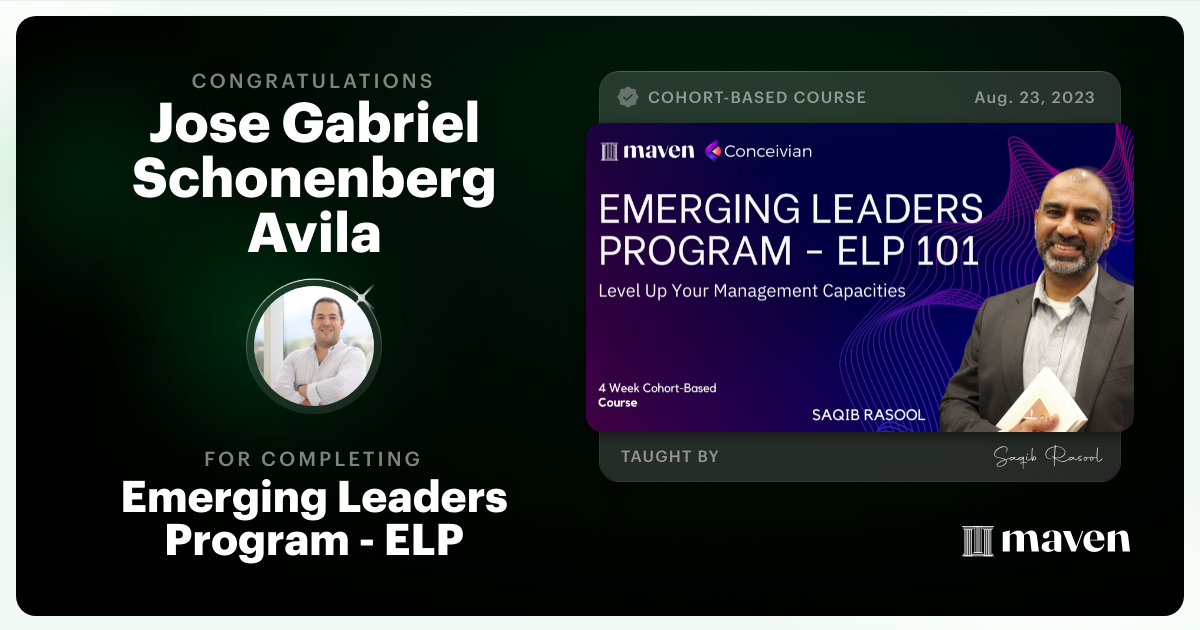 Certificate of Completion for Emerging Leaders Program