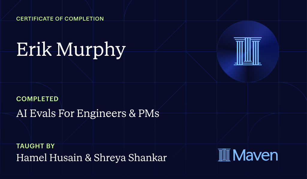 Certificate for AI Evals For Engineers & PMs
