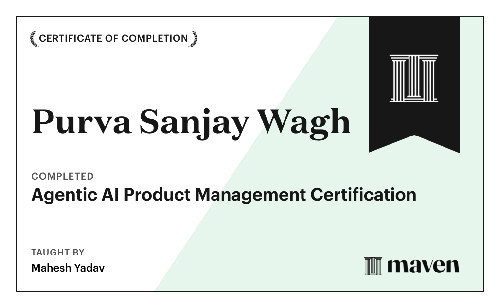 Certificate for Agentic AI Product Management Certification