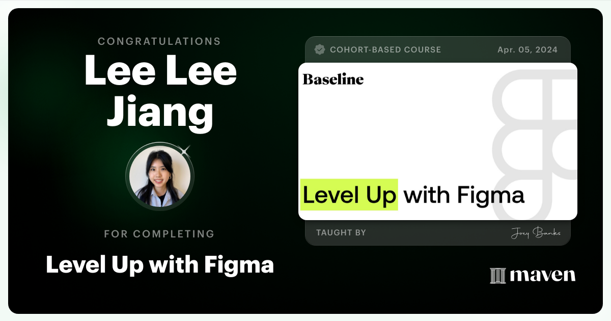 Certificate of Completion for Level Up with Figma