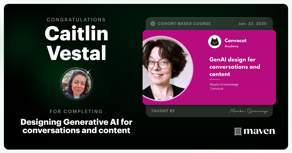 Certificate of Completion for Designing Generative AI for conversations and content