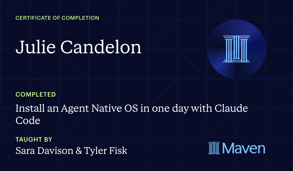 Certificate for Install an Agent Native OS in one day with Claude Code