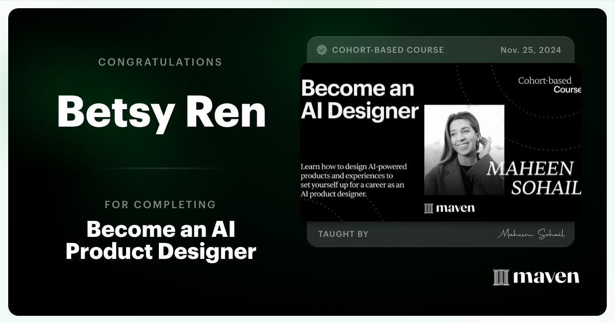 Certificate of Completion for Become an AI Product Designer
