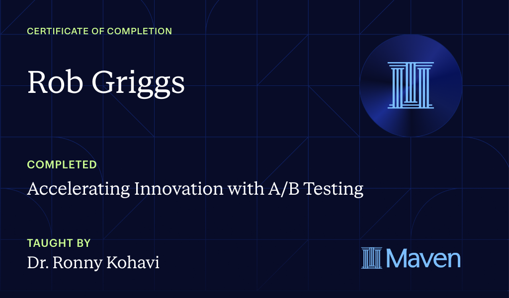 Certificate for Accelerating Innovation with A/B Testing