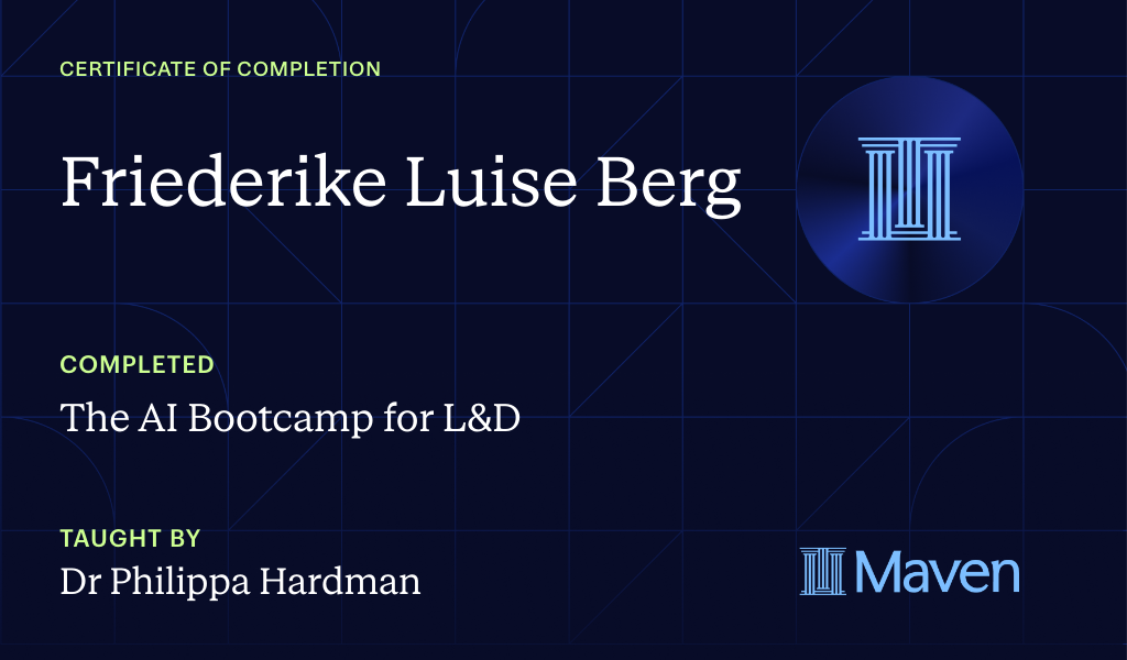Certificate for The AI Bootcamp for L&D