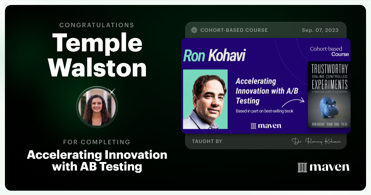 Certificate of Completion for Accelerating Innovation with A/B Testing