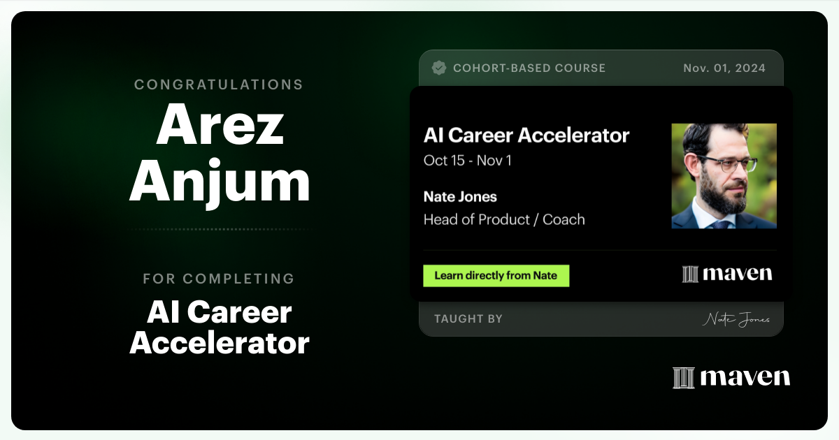 Certificate of Completion for AI Career Accelerator