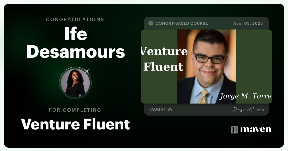 Certificate of Completion for Venture Fluent