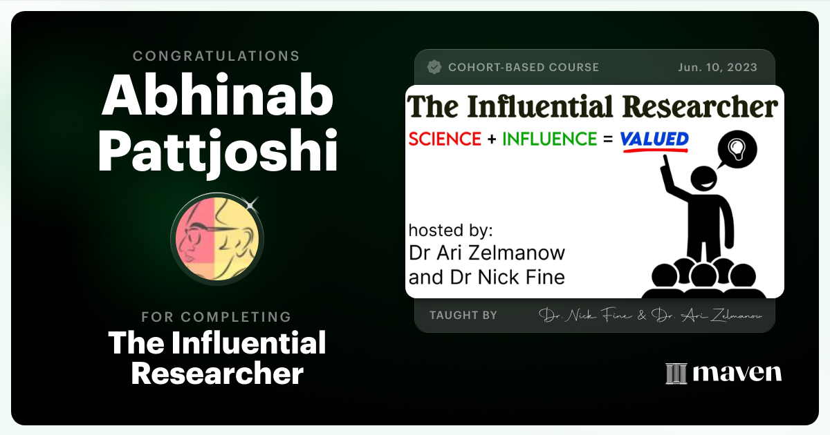 Certificate of Completion for Influential Research: How to Influence Product Decisions with Research