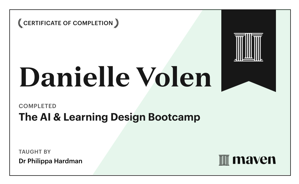 Certificate for The AI Bootcamp for L&D