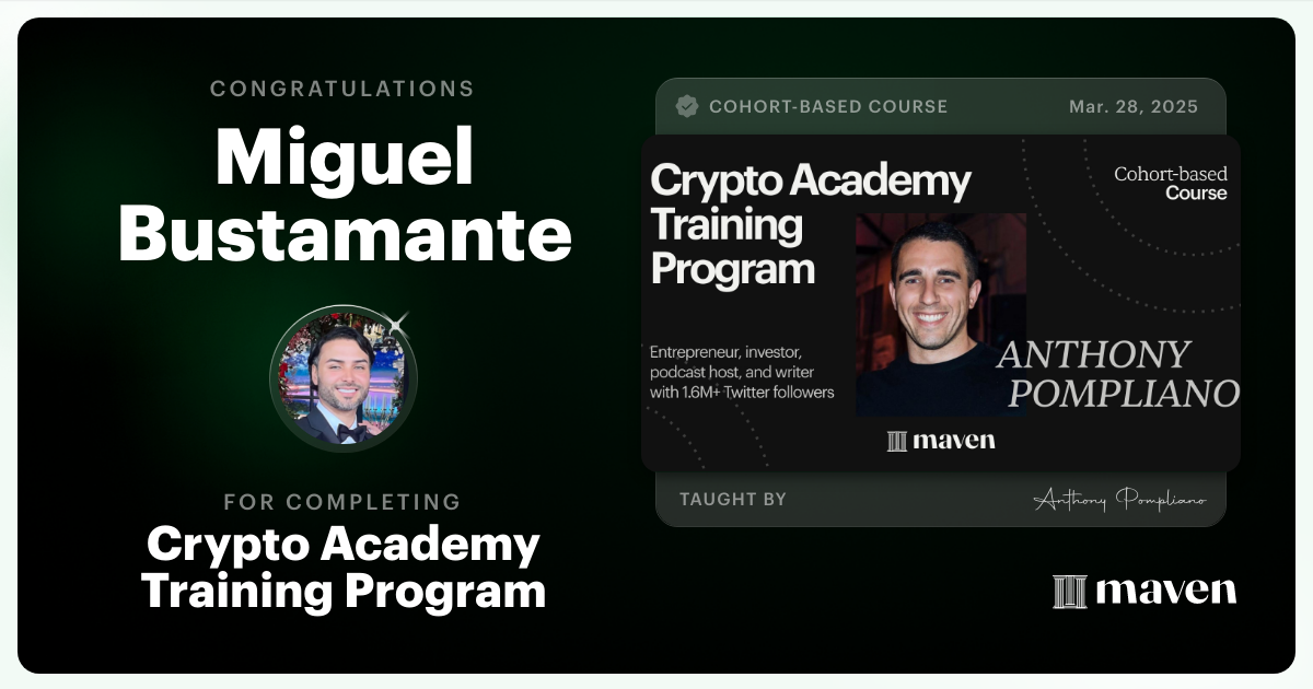 Certificate of Completion for Crypto Academy Training Program