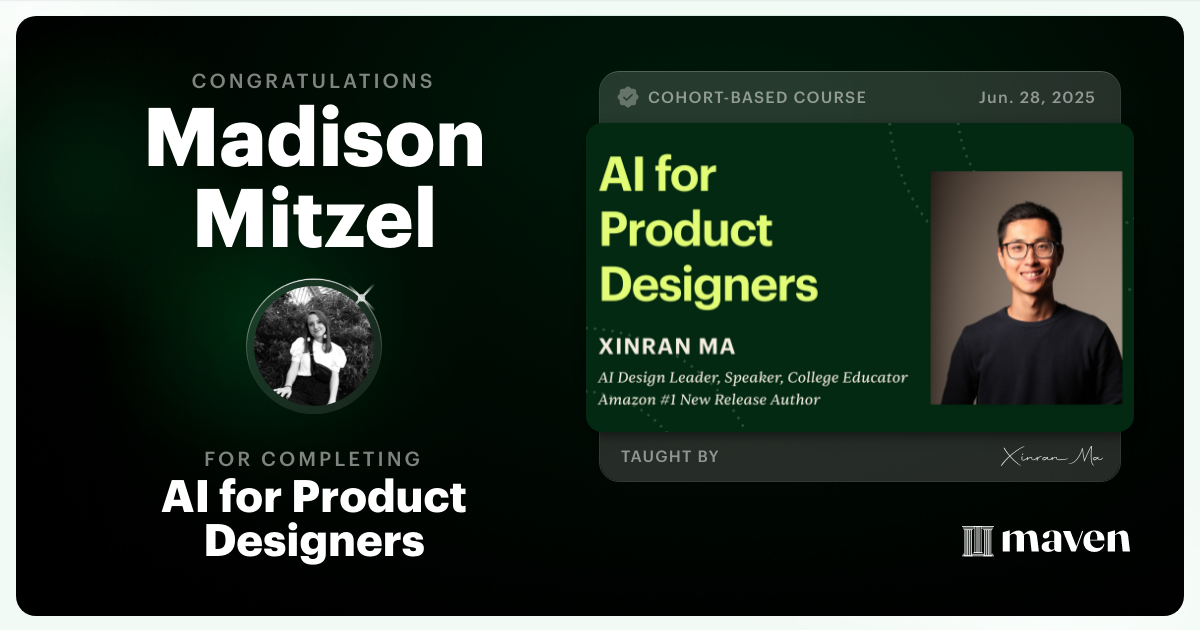 Certificate of Completion for AI for Product Designers
