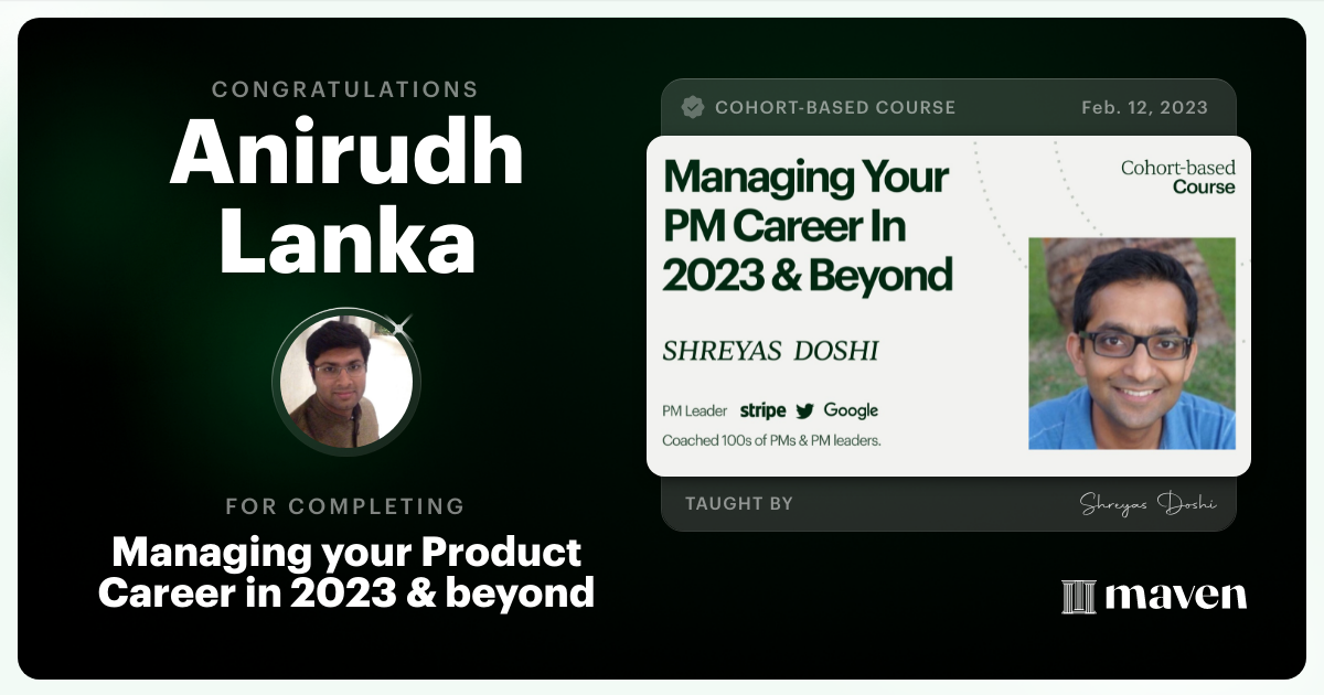 Certificate of Completion for Managing your PM Career in 2025 and beyond
