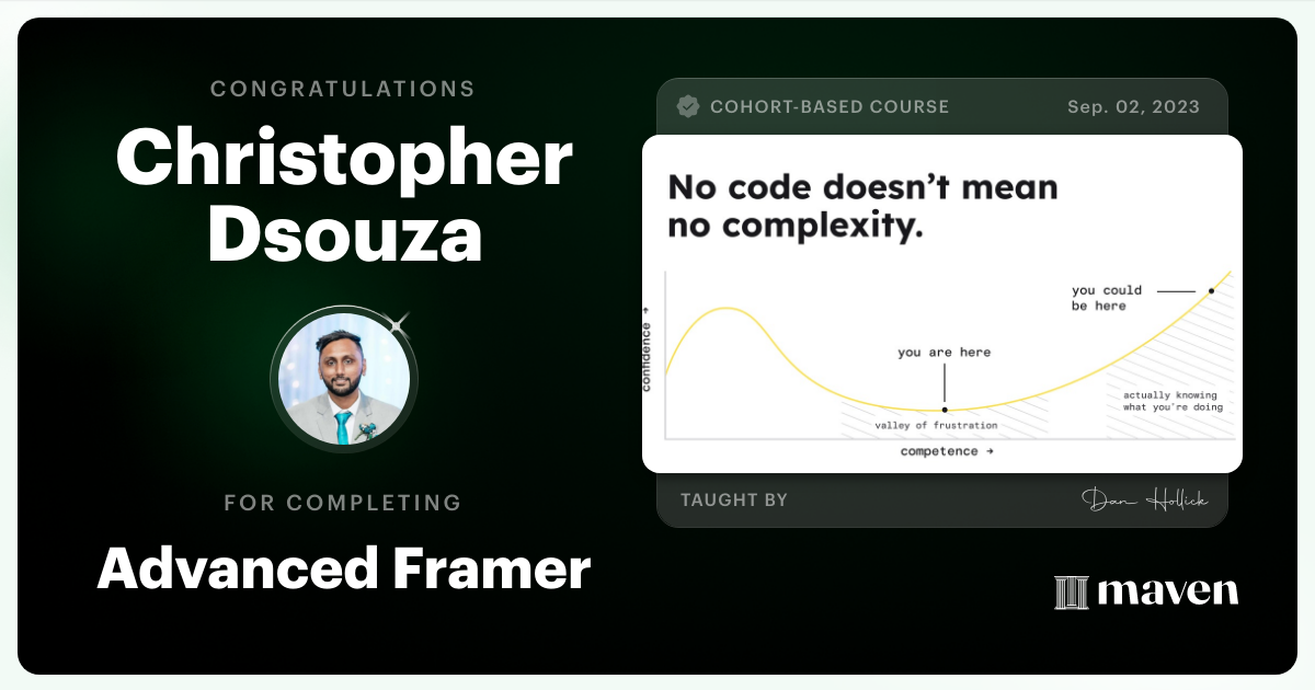 Certificate of Completion for Advanced Framer