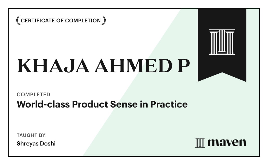 Certificate for World-class Product Sense in Practice
