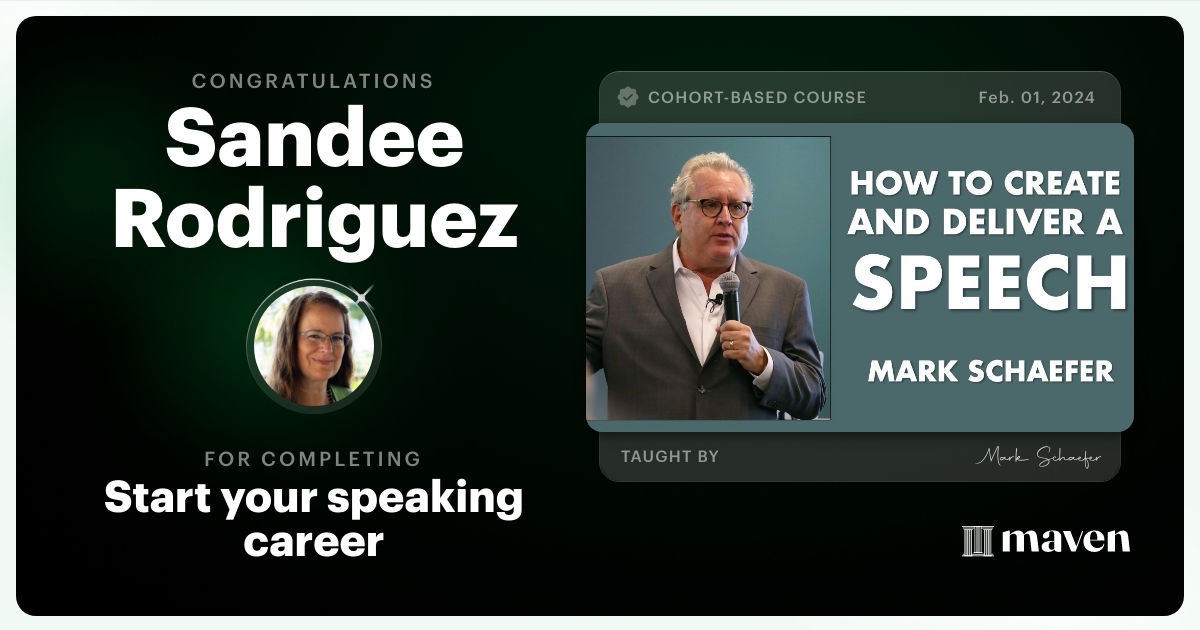 Certificate of Completion for Start your speaking career