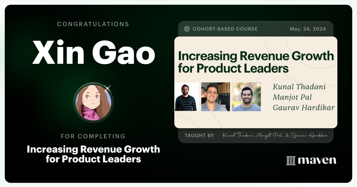 Certificate of Completion for The PM's Playbook to Revenue Growth