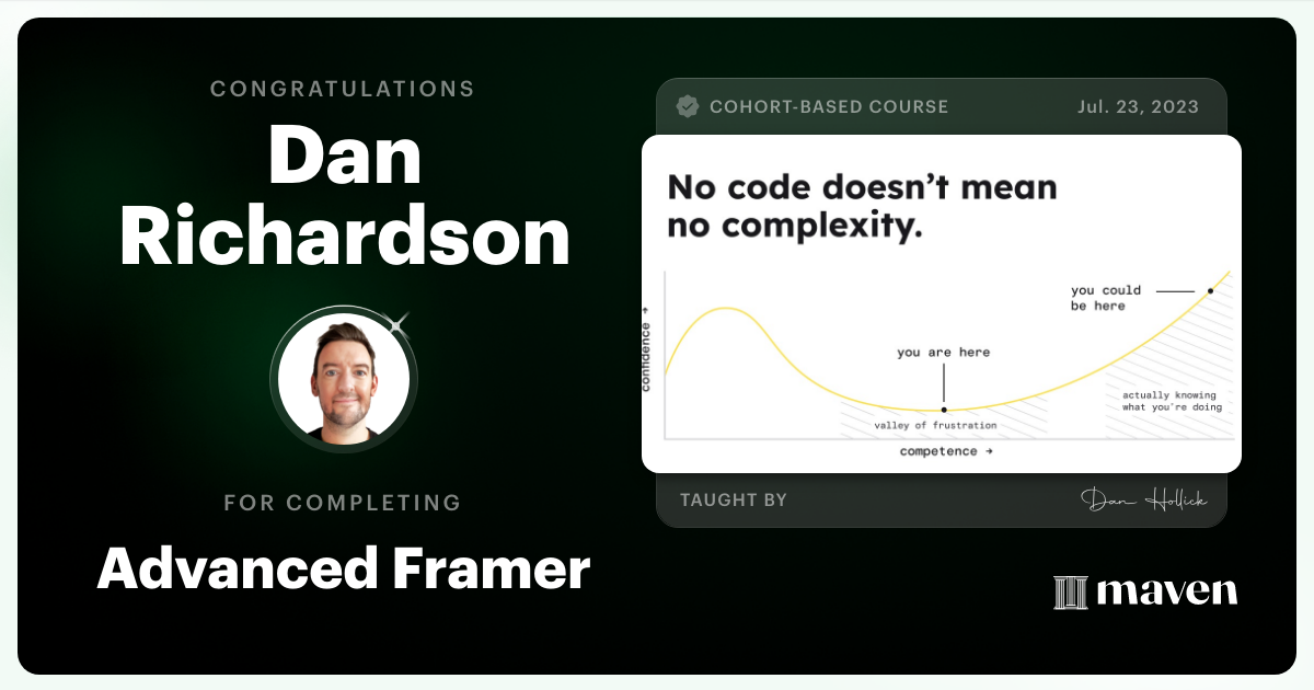 Certificate of Completion for Advanced Framer