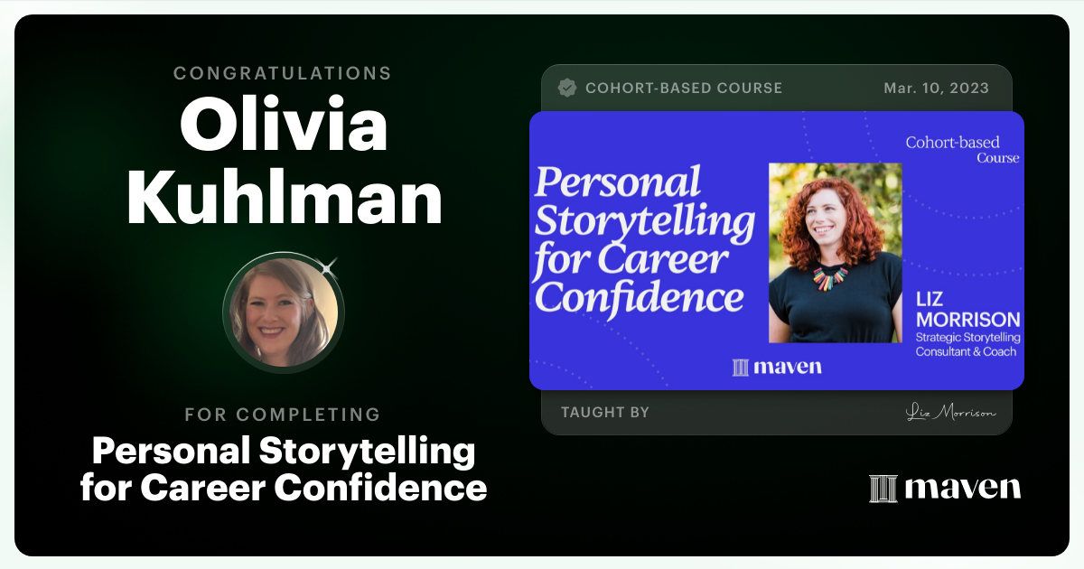 Certificate of Completion for Shape Your Career With Storytelling