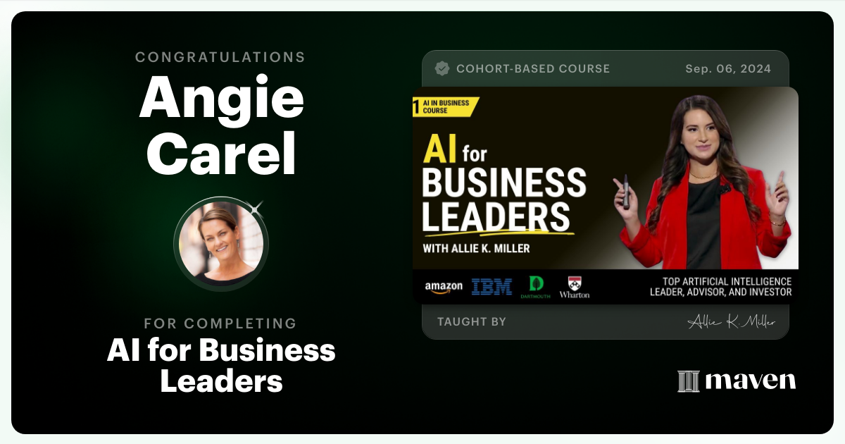 Certificate of Completion for AI for Business Leaders