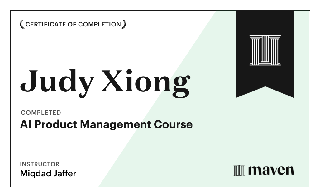 Certificate for AI Product Management Course